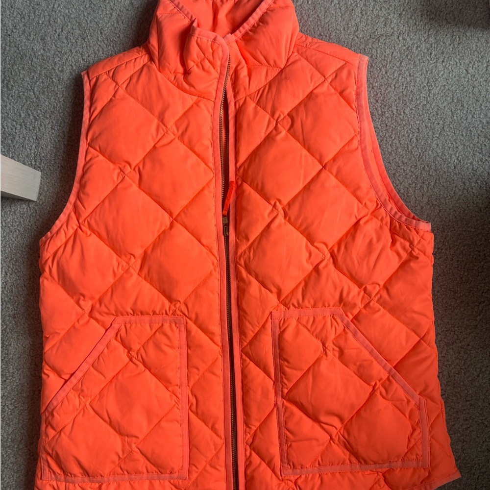 J. Crew Neon Orange Quilted Vest